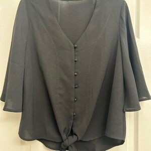 Elegant Black Button-Down Women's Top